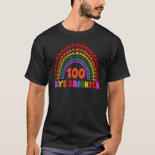 Rainbow 100 Days Brighter Teacher Student 100 Days T-Shirt