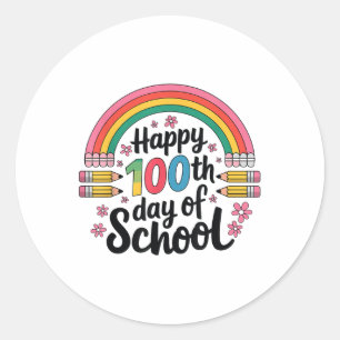 Rainbow 100 Days Of School Happy 100th Day Of Scho Classic Round Sticker