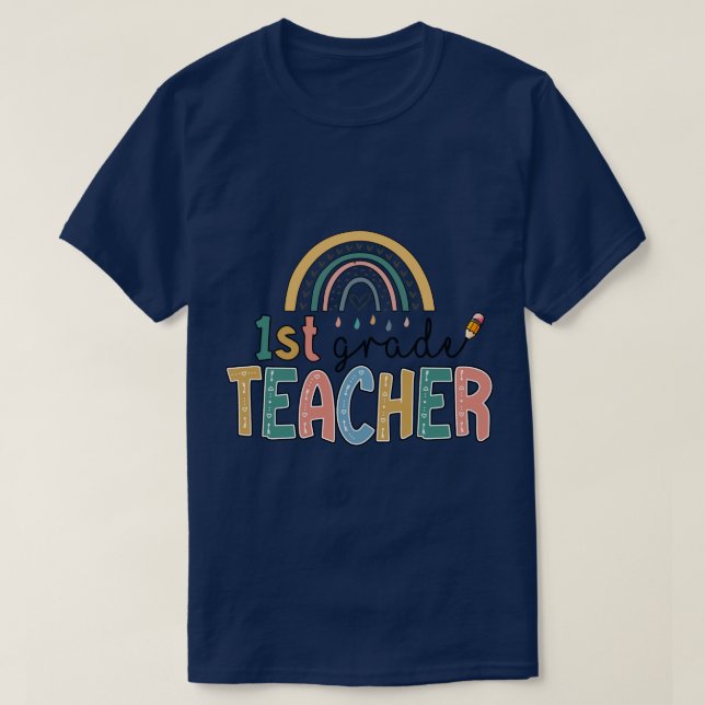 Rainbow 1st Grade Teacher Kinder Back to School T-Shirt (Design Front)