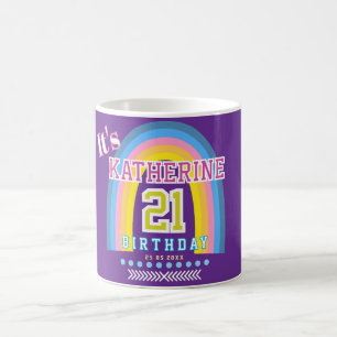 Rainbow 21 Birthday Purple Coffee Mug