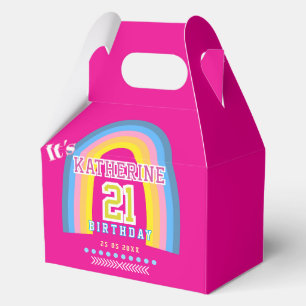 Rainbow 21st Birthday Hot Pink Favour Box
