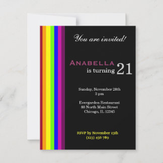 Rainbow 21st Birthday Invitation