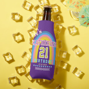 Rainbow 21st Birthday Purple Bottle Cooler