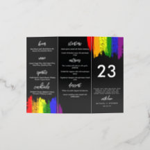 Rainbow 2 in 1 Menu Drink Table Number Wedding