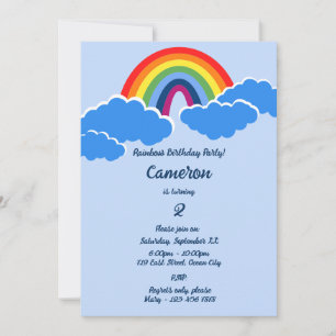 Rainbow 2 Year Old Birthday Party Invitation Card