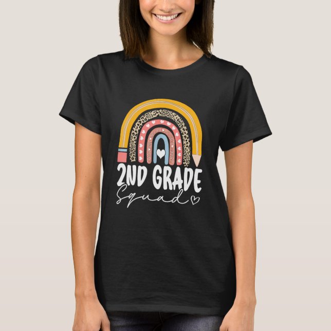 Rainbow 2nd Second Grade Squad For Teachers Back T T-Shirt (Front)