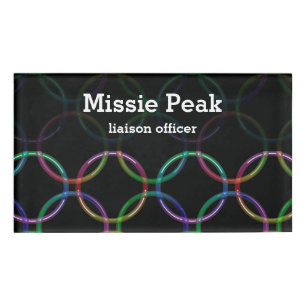 Rainbow 3D interlocking rings + your ideas Name Tag
