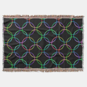 Rainbow 3D interlocking rings + your ideas Throw Blanket