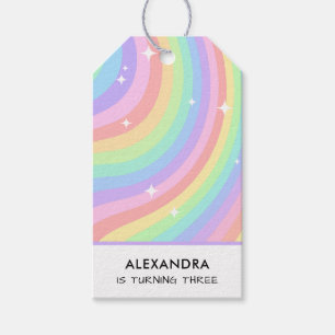 Rainbow 3rd Birthday Colourful Third Gift Tags