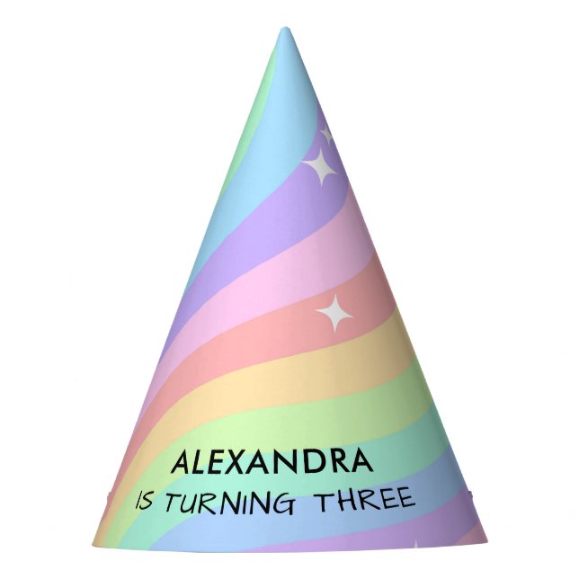 Rainbow 3rd Birthday Colourful Third Party Hat (Front)