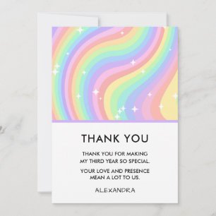 Rainbow 3rd Birthday Colourful Third Thank You Card