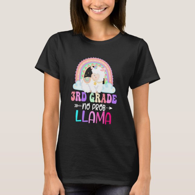Rainbow 3rd Grade No Prob Llama 100th Day Of Schoo T-Shirt (Front)