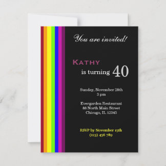 Rainbow 40th Birthday Invitation