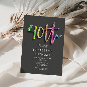 Rainbow 40th Birthday Invitation