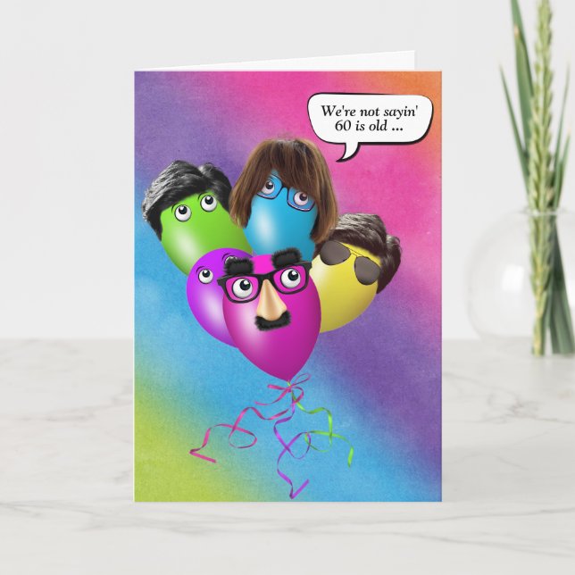 Rainbow 60th Birthday Balloons From Group Card (Front)