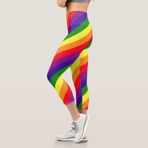 Rainbow 6 Stripe LGBTQ Pride Capri Leggings