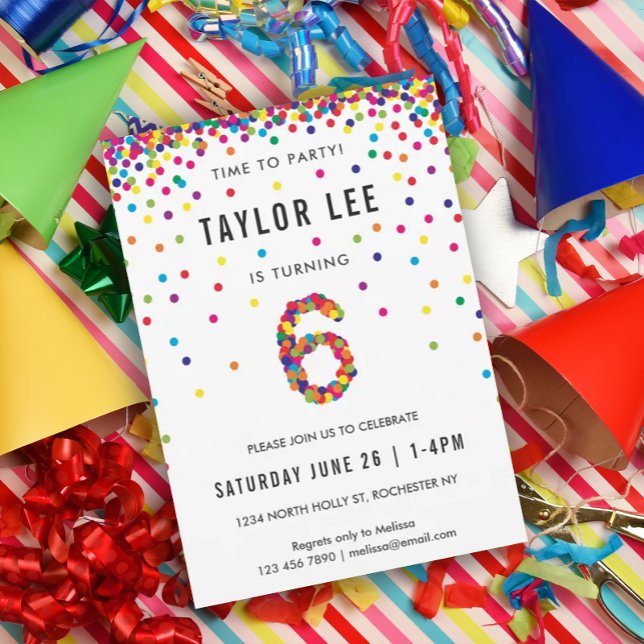 Rainbow 6th Birthday Party, Sixth Birthday Invitation (Creator Uploaded)