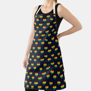 Rainbow 8 Bit Heart Pattern Apron