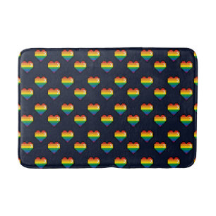 Rainbow 8 Bit Heart Pattern Bath Mat