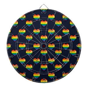 Rainbow 8 Bit Heart Pattern Dartboard