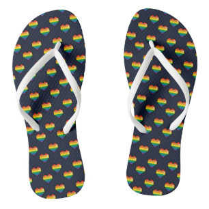 Rainbow 8 Bit Heart Pattern Jandals