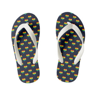 Rainbow 8 Bit Heart Pattern Kid's Jandals