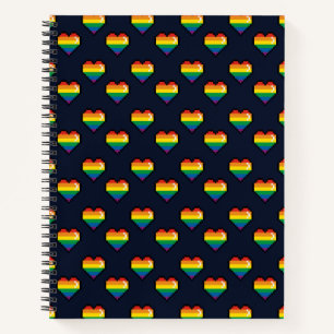 Rainbow 8 Bit Heart Pattern Notebook
