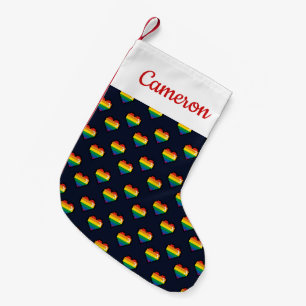 Rainbow 8 Bit Heart Pattern Small Christmas Stocking
