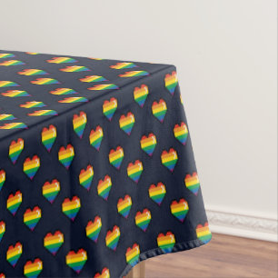Rainbow 8 Bit Heart Pattern Tablecloth