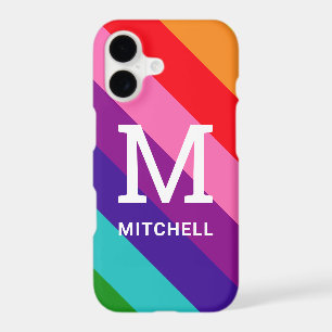 Rainbow 8 Stripe Gay Pride Custom Monogram Initial