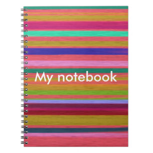 Rainbow abstract art stripes customisable modern spiral notebook