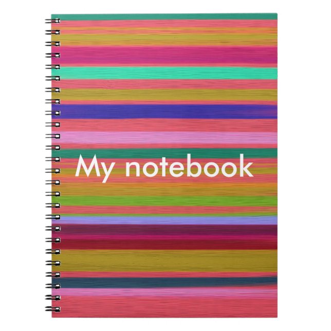 Rainbow abstract art stripes customisable modern spiral notebook (Front)