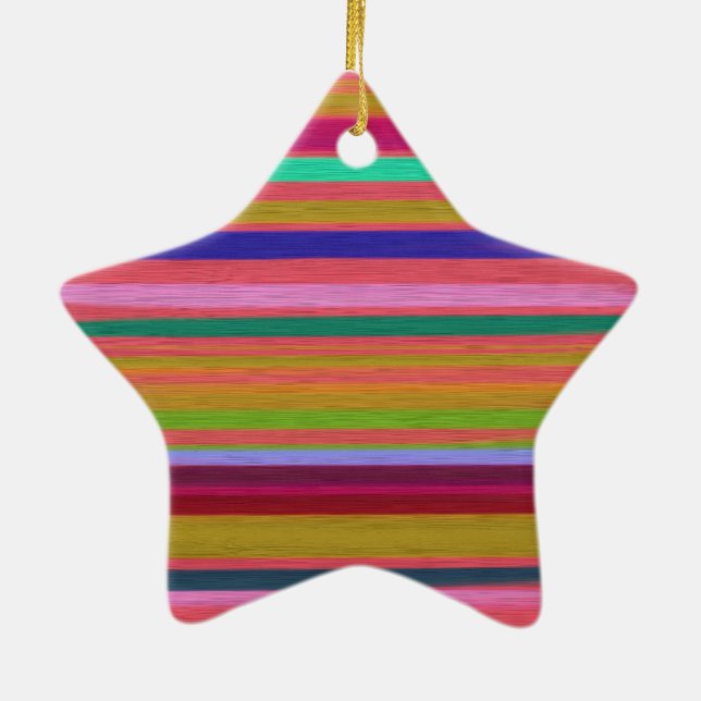 Rainbow abstract art stripes modern ceramic tree decoration (Back)