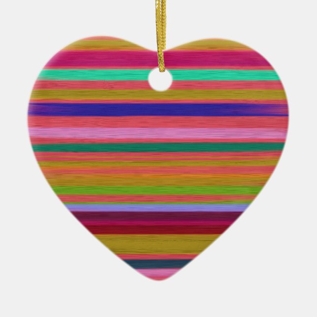 Rainbow abstract art stripes modern ceramic tree decoration (Front)