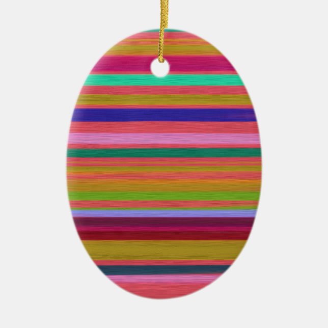 Rainbow abstract art stripes modern ceramic tree decoration (Front)