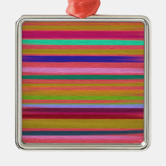 Rainbow abstract art stripes modern metal tree decoration (Front)
