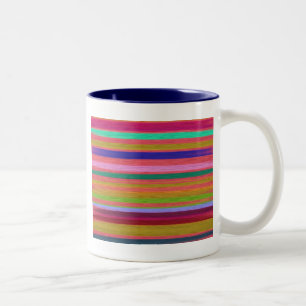 Rainbow abstract art stripes modern Two-Tone coffee mug