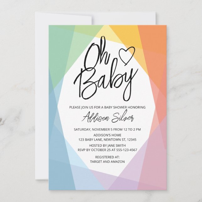 Rainbow Abstract Baby Shower Invitation (Front)