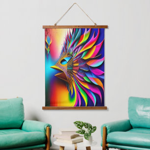 Rainbow Abstract Bird Colour Explosion  Hanging Tapestry