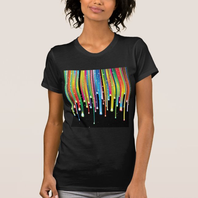 Rainbow ~ Abstract Colour Spectrum Rain Jewels T-Shirt (Front)