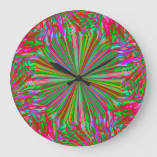 Rainbow Abstract Liquid Fluid Art by Heva Weva Large Clock