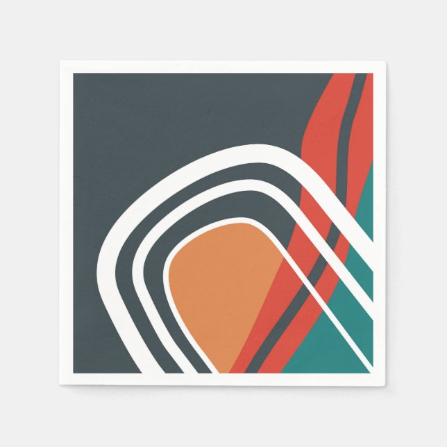 Rainbow abstract modern colourful line art napkin (Front)