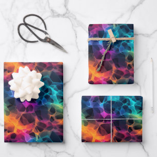 Rainbow Abstract on Black Wrapping Paper Sheet