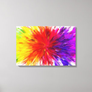 Rainbow Abstract Paint Splash Style Digital Art Canvas Print