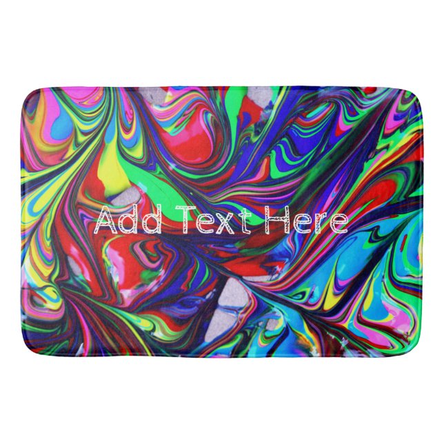 Rainbow Abstract Paint Swirls Bath Mat (Front)