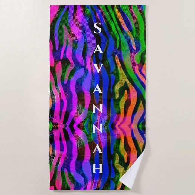 Rainbow Abstract Personalised Beach Towel (Front)