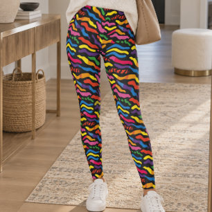 Rainbow Abstract Tiger Stripe Leggings
