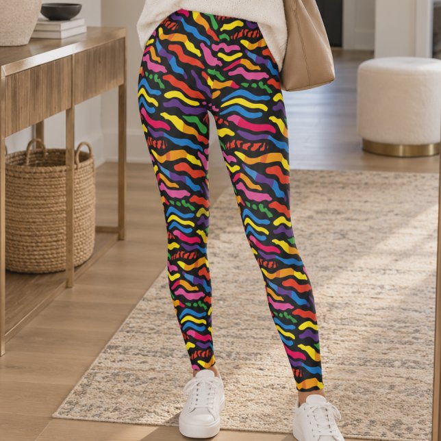 Rainbow Abstract Tiger Stripe Leggings (Creator Uploaded)