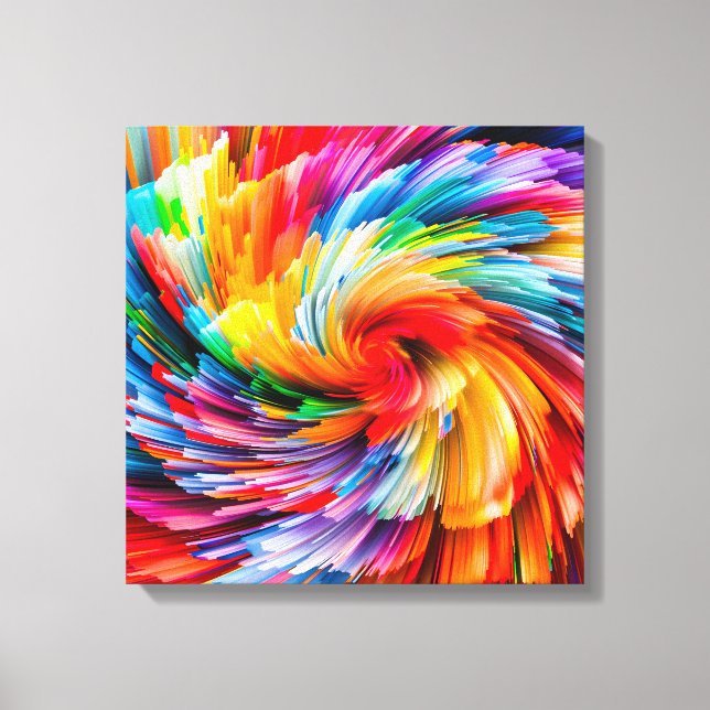Rainbow Abstract Vibrant Swirl Modern Canvas Print (Front)