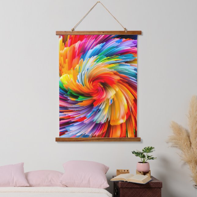 Rainbow Abstract Vibrant Swirl Modern Hanging Tapestry (Bedroom)